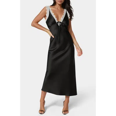 Bebe Lace Trim Satin Slipdress