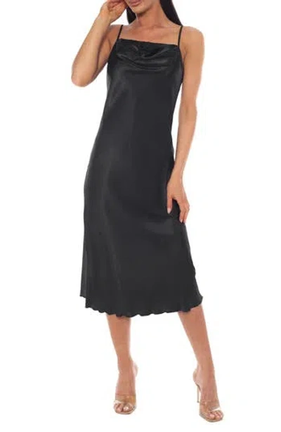 Bebe Lace Trim Satin Slipdress In Black