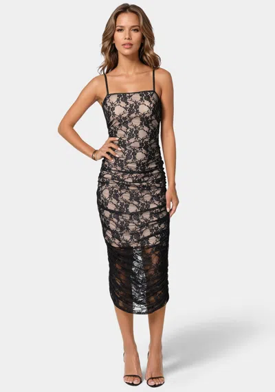 Bebe Lace Tube Midi Dress In Black