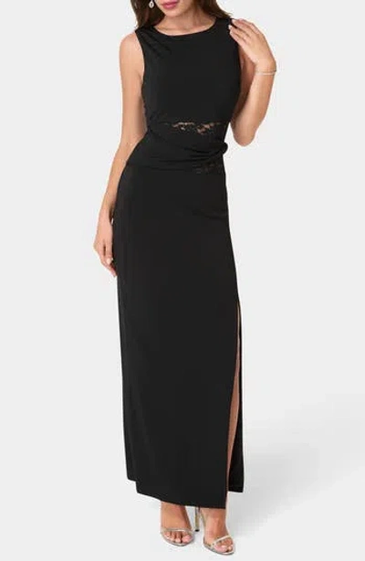 Bebe Lace Waist Sleeveless Maxi Dress In Black