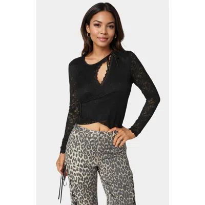 Bebe Lace Wrap Top In Black