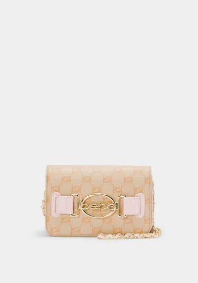 Bebe Leilani Monogram Crossbody In Almond,powder Pink