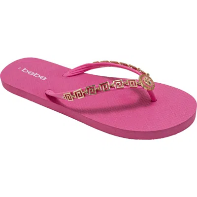 Bebe Lion Charm Thong Flip Flop In Pink