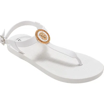 Bebe Lion Charm T-strap Sandal In White