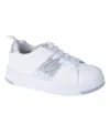 Bebe Little And Big Girls Court Low Top Rhinestones Sneaker In Silver