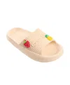 Bebe Little And Big Girls Fun And Stylish Platform With  Logo And Charms Slides In Sand