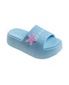 Bebe Little And Big Girls Stylish And Comfortable Summer Platform With Starfish Charm Slides In Light Pastel Blue