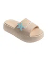 Bebe Little And Big Girls Stylish And Comfortable Summer Platform With Starfish Charm Slides In Sand