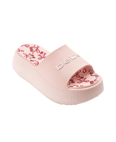 Bebe Kids' Little And Big Girls Trendy And Comfortable Summer Platform Slides In Blush