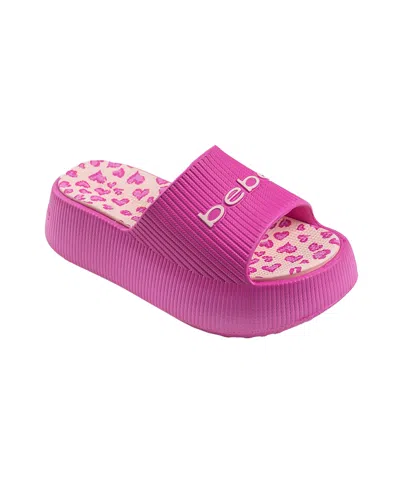 Bebe Kids' Little And Big Girls Trendy And Comfortable Summer Platform Slides In Fuchsia