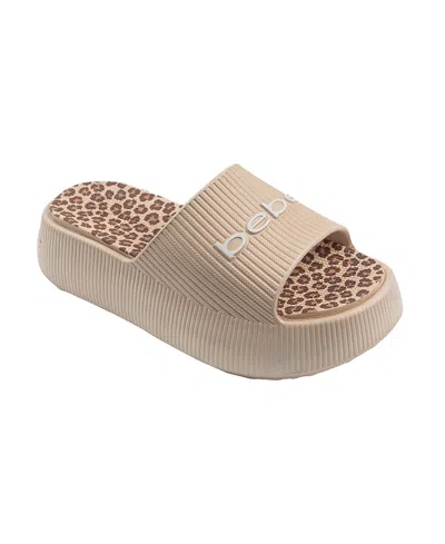 Bebe Kids' Little And Big Girls Trendy And Comfortable Summer Platform Slides In Sand