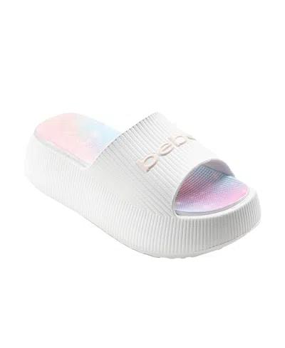 Bebe Kids' Little And Big Girls Trendy And Comfortable Summer Platform Slides In White