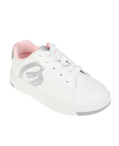 Bebe Kids' Little Girl's Court Sneaker With Glitter Applique And Counter Polyurethane Sneakers In White