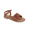 Bebe Little Girls Embossed Flat With Medallion Hardware Sandals In Cognac