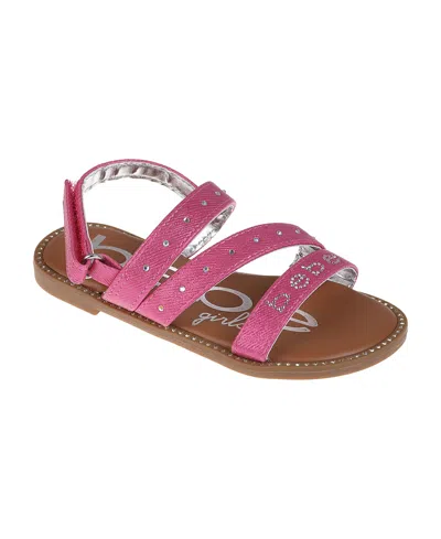 BEBE LITTLE GIRLS FLAT WITH RHINESTONE AND BEBE ORNAMENTATION SANDALS