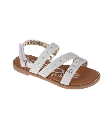 BEBE LITTLE GIRLS FLAT WITH RHINESTONE AND BEBE ORNAMENTATION SANDALS