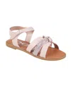 Bebe Little Girls Flat With Rhinestone And Heart Charm Sandals In Blush
