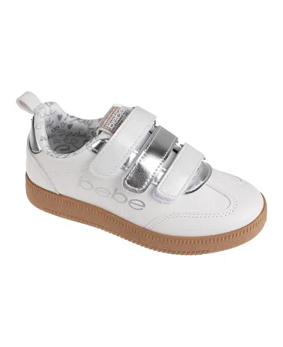 Bebe Kids' Little Girls Low Top With Multi Metallic Sneakers In White