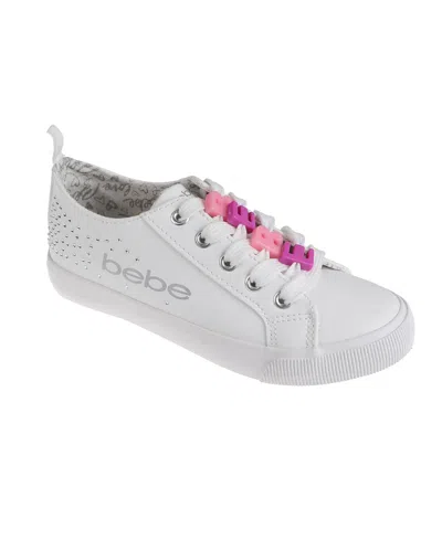 Bebe Kids' Little Girls Low Top With Rhinestone Spray Sneakers In White