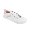 Bebe Little Girls Low Top With Rhinestones Beads And Plate Sneakers In White
