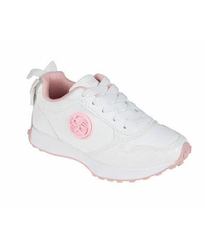 BEBE LITTLE GIRLS WITH BEBE MEDALLION AND DOUBLE LAYER BOW AT BACK JOGGER SNEAKERS