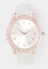 Bebe Logo Strap Crystal Watch In Nude