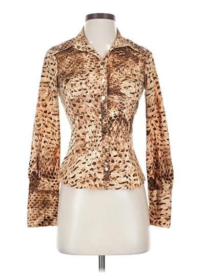 Pre-owned Bebe Long Sleeve Blouse In Brown