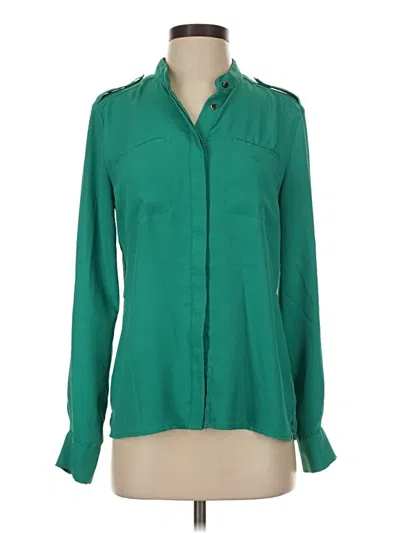 Pre-owned Bebe Long Sleeve Blouse In Green