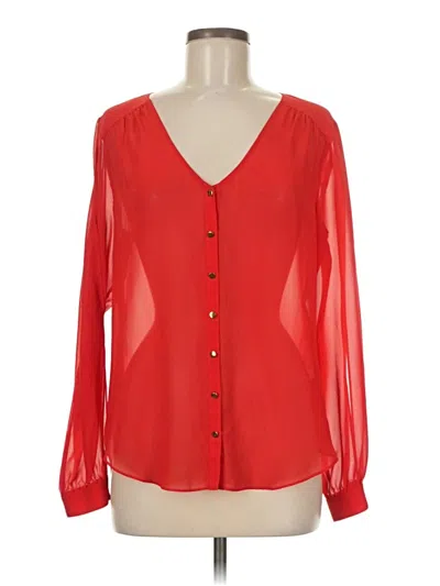 Pre-owned Bebe Long Sleeve Blouse In Red