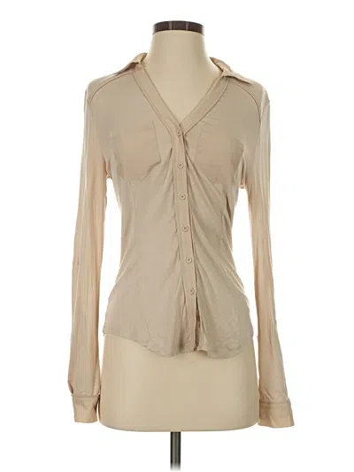 Pre-owned Bebe Long Sleeve Blouse In Tan