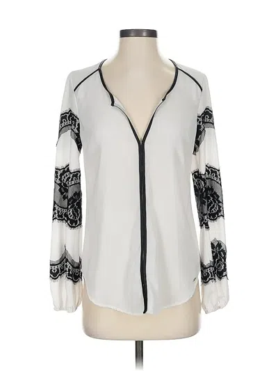 Pre-owned Bebe Long Sleeve Blouse In White