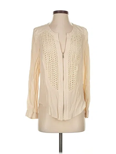 Pre-owned Bebe Long Sleeve Blouse In White