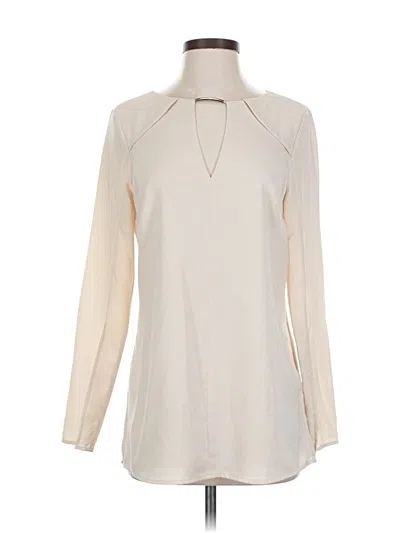 Pre-owned Bebe Long Sleeve Blouse In White