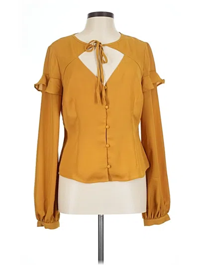 Pre-owned Bebe Long Sleeve Blouse In Yellow