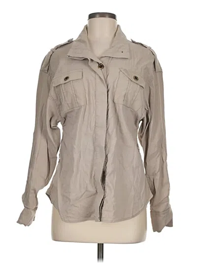 Pre-owned Bebe Long Sleeve Button Down Shirt In Tan