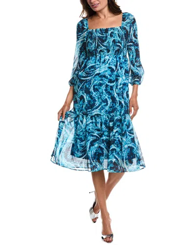 Bebe Long Sleeve Midi Dress In Blue