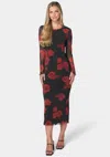 Bebe Powermesh Maxi Dress In Black,red