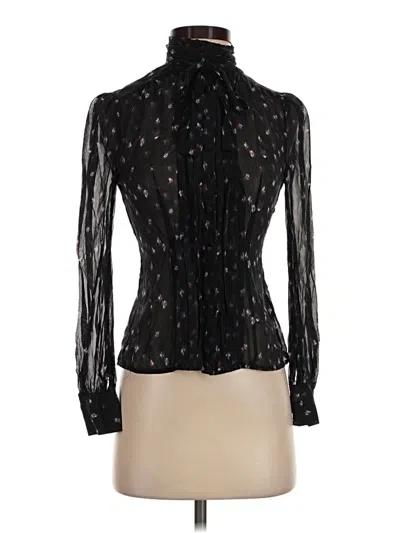 Pre-owned Bebe Long Sleeve Silk Top Black Turtleneck Tops