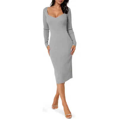 Bebe Long Sleeve Sweater Dress In Gray