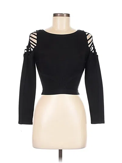 Pre-owned Bebe Long Sleeve Top Black Crew Neck Tops