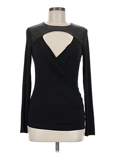 Pre-owned Bebe Long Sleeve Top Black Keyhole Neckline Tops