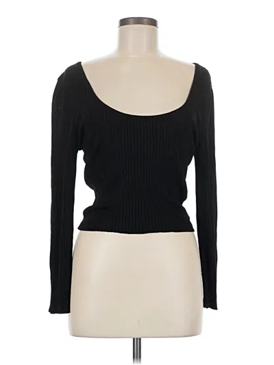 Pre-owned Bebe Long Sleeve Top Black Scoop Neck Tops