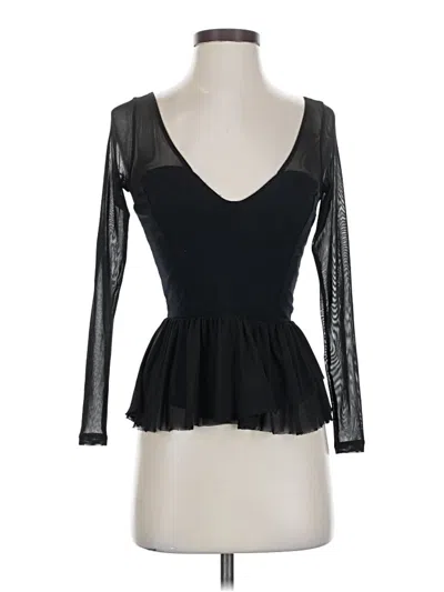 Pre-owned Bebe Long Sleeve Top Black Sweetheart Neckline Tops