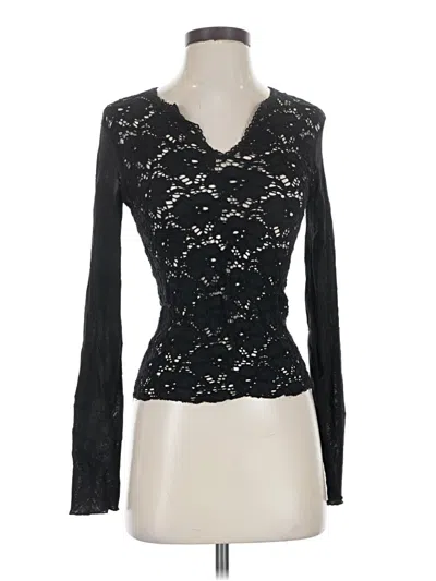 Pre-owned Bebe Long Sleeve Top Black Sweetheart Neckline Tops