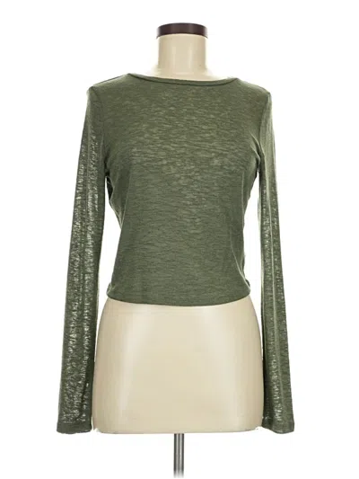 Pre-owned Bebe Long Sleeve Top Green Boatneck Tops