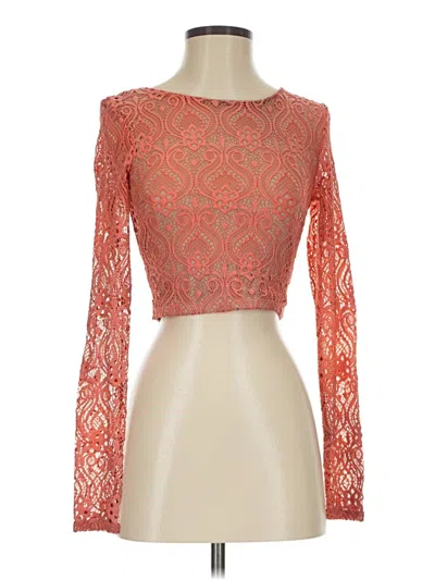 Pre-owned Bebe Long Sleeve Top Orange Sweetheart Neckline Tops