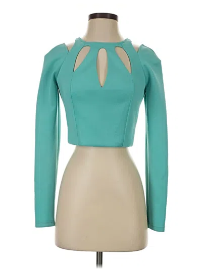 Pre-owned Bebe Long Sleeve Top Teal Keyhole Neckline Tops