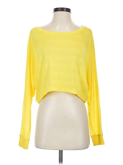 Pre-owned Bebe Long Sleeve Top Yellow Boatneck Tops