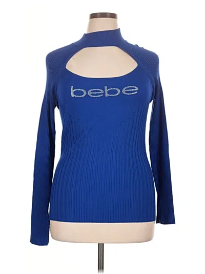 Pre-owned Bebe Long Sleeve Turtleneck In Blue