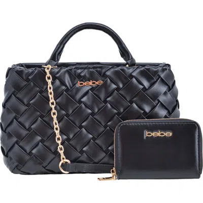 Bebe Luca Satchel With Matching Wallet In Black